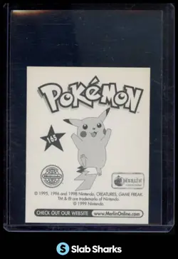 1999 MERLIN POKEMON STICKER #165 PIKACHU - Image 2