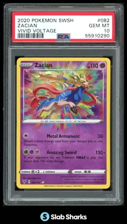 2020 POKEMON SWORD & SHIELD VIVID VOLTAGE #082/185 ZACIAN PSA 10 - Image 1