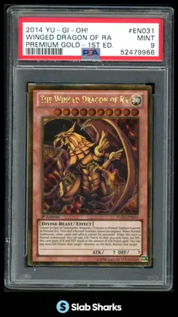 2014 YU-GI-OH! PREMIUM GOLD 1ST ED #PGLD-EN031 THE WINGED DRAGON OF RA PSA 9 - Image 1