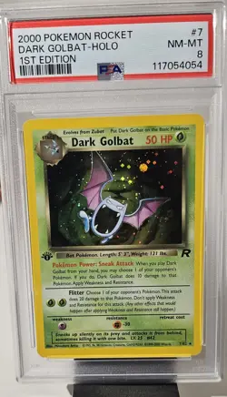 2000 Pokemon 1st Edition Team Rocket (DARK GOLBAT) HOLO GRADED PSA-8 CARD #7/82 - Image 1