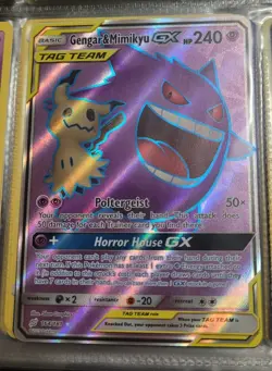 Pokemon TCG Gengar & Mimikyu GX Full Art Holo Rare Card 164/181 Sm-Team - Image 1