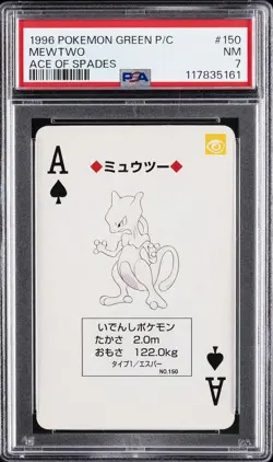 1996 POKEMON GREEN VERSION PLAYING CARDS ACE OF SPADES #150 MEWTWO PSA 7 - Image 1