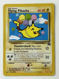 Pokemon TCG Flying Pikachu Card Black Star Promo Regular Card 25 WOTC HP - Image 1