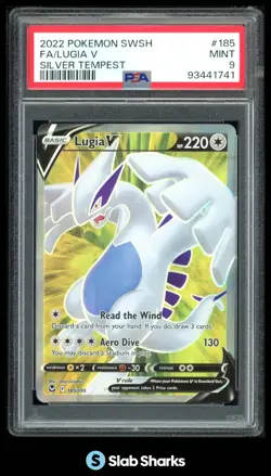 2022 POKEMON SWORD & SHIELD SILVER TEMPEST #185/195 LUGIA V FULL ART PSA 9 - Image 1