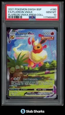 2021 POKEMON SWSH BLACK STAR PROMOS #SWSH180 FLAREON VMAX FULL ART PSA 10 - Image 1