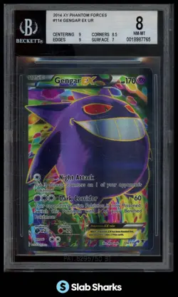 2014 POKEMON XY PHANTOM FORCES #114/119 GENGAR EX ULTRA RARE BGS 8 - Image 1