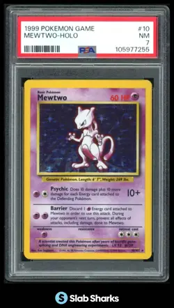 1999 POKEMON SET UNLIMITED #10/102 MEWTWO RARE HOLO PSA 7 - Image 1