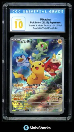 2013 POKEMON JAPANESE XY PROMOS #001/XY-P PIKACHU SCARLET VIOLET CGC 10 - Image 1