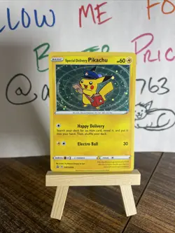 Pokemon Special Delivery Pikachu SWSH074 Pokemon Center Promo - NM w/Swirl - Image 1