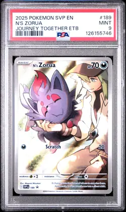 2025 POKEMON SVP EN-SV BLACK STAR PROMO #189 N'S ZORUA PSA 9 - Image 1