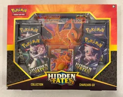 2019 POKEMON HIDDEN FATES CHARIZARD EX COLLECTION BOX SET SEALED W/ 4 PACKS - Image 1