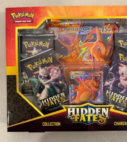 2019 POKEMON HIDDEN FATES CHARIZARD EX COLLECTION BOX SET SEALED W/ 4 PACKS - Image 3