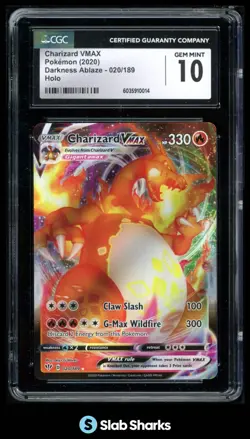 2020 POKEMON SWORD & SHIELD DARKNESS ABLAZE #020/189 CHARIZARD VMAX CGC 10 - Image 1
