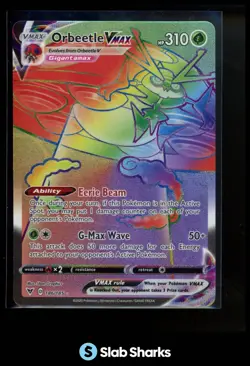 2020 POKEMON SWORD & SHIELD VIVID VOLTAGE #186/185 ORBEETLE VMAX SECRET RARE - Image 1