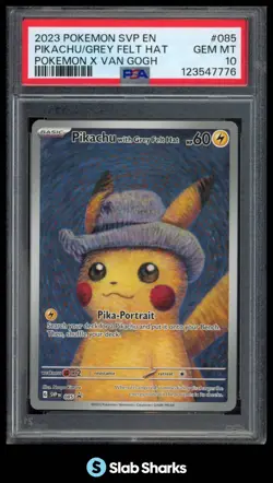 2023 POKEMON SVP EN BLACK STAR PROMOS #085 PIKACHU GREY FELT HAT VAN GOGH PSA 10 - Image 1