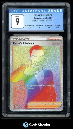 2020 POKEMON SWORD & SHIELD REBEL CLASH #200/192 BOSS'S ORDERS GIOVANNI CGC 9 - Image 1