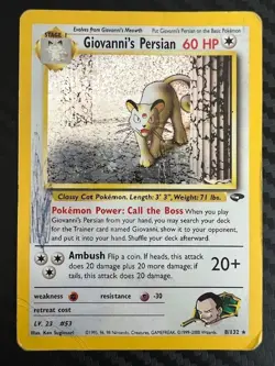 Pokemon TCG Giovanni's Persian Gym Challenge 8/132 Holo Unlimited Holo Rare DMG - Image 1
