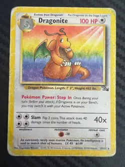 Pokemon TCG Vintage Non-Holo Rare Dragonite Fossil 19/62 DMG - Image 1