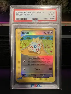 2003 Togepi Reverse Foil Aquapolis #114 PSA 6 Pokemon Card - Image 1