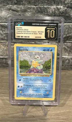 CGC PRISTINE 10 Squirtle 001/034 Trading Card Game Classic Holo (2023) - Image 1