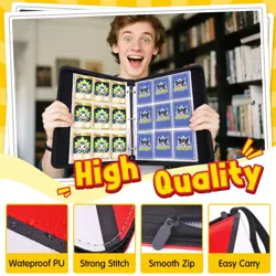9 Pocket Zipper Card Binder for 400 Game Sports Cards w/ 5 Hard Sleeves - Image 2
