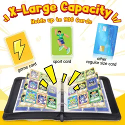 9 Pocket Zipper Card Binder for 400 Game Sports Cards w/ 5 Hard Sleeves - Image 5