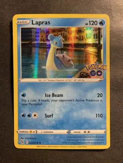 2022 Pokemon Go Set Nintendo Lapras Holo Holographic Card 23 /78 Rare - Image 1