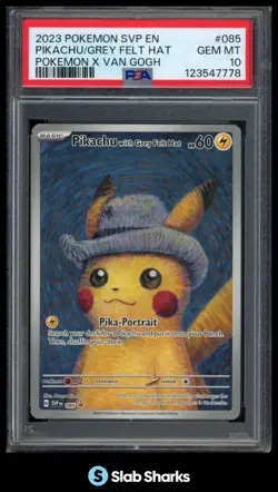 2023 POKEMON SVP EN BLACK STAR PROMOS #085 PIKACHU GREY FELT HAT VAN GOGH PSA 10 - Image 1