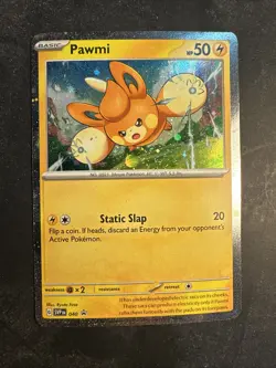 Pawmi 40 2024 Pokemon Scarlet Violet Cosmic Holo Holographic Black Star Promo - Image 1