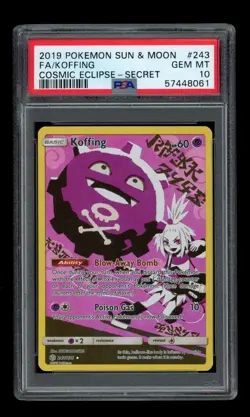 2019 POKEMON S&M COSMIC ECLIPSE KOFFING 243/236 FULL ART SECRET RARE PSA 10 - Image 1