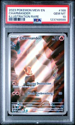 2023 POKEMON MEW EN-151 ILLUSTRATION RARE #168 CHARMANDER PSA 10 - Image 1