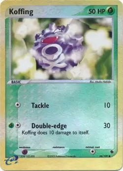 1x Koffing - 54/109 - Common - Reverse Holo Moderately Played Pokemon EX - Ruby - Image 1