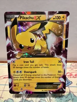 Pokemon Pikachu EX Card HP 130 Star Foil Holo Rare Xy84 - Image 1