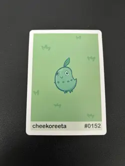 Pookiemoot Gen 2 cheekoreeta #0152 Chikorita Parody Card Fan Art Derpy Pokemon - Image 1