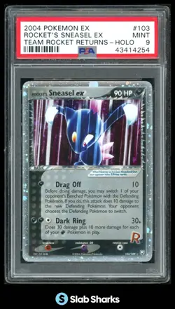 2004 POKEMON EX TEAM ROCKET RETURNS #103/109 ROCKET'S SNEASEL EX HOLO PSA 9 - Image 1
