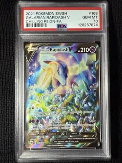 PSA 10 Galarian Rapidash V Alt Art 168/198 Chilling Reign-FA Pokemon 2021 - Image 1
