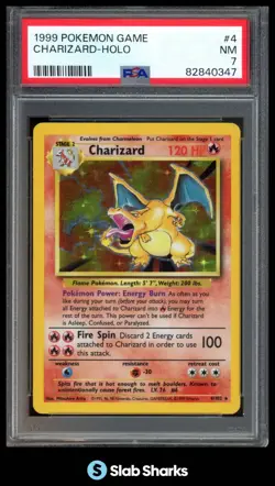 1999 POKEMON BASE SET UNLIMITED #4/102 CHARIZARD RARE HOLO PSA 7 - Image 1