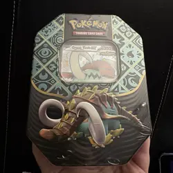 Pokemon TCG Scarlet & Violet Paldean Fates Great Tusk EX Factory Sealed Tin - Image 1