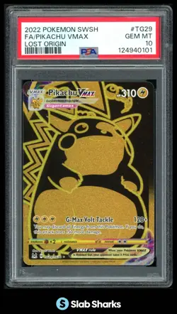 2022 POKEMON SWORD & SHIELD LOST ORIGIN PIKACHU VMAX TRAINER GALLERY PSA 10 - Image 1