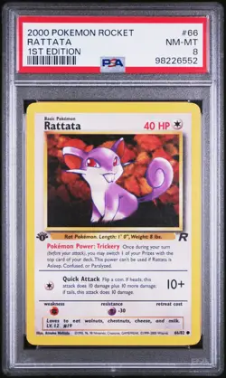 2000 POKEMON ROCKET 66 RATTATA 1ST EDITION PSA 8 - Image 1