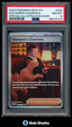 2023 POKEMON SV 151 #204/165 GIOVANNI'S CHARISMA SPECIAL ILLUSTRATION RARE PSA 8 - Image 1