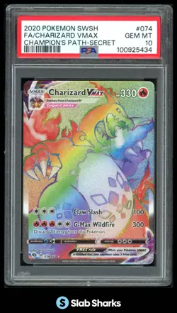 2020 POKEMON CHAMPION'S PATH #074/073 CHARIZARD VMAX FULL ART SECRET RARE PSA 10 - Image 1