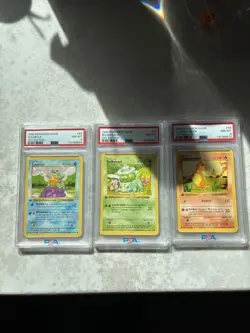 Pokemon 1st Edition Shadowless Base Set Bulbasaur Charmander Squirtle PSA 8 - Image 1