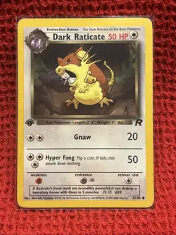 Dark Raticate 1st Edition 51/82 Common Team Rocket Pokemon Vintage MP 2000 WOTC - Image 1