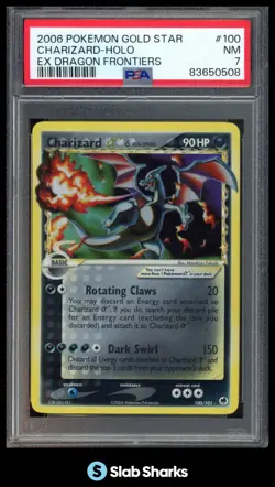 2006 POKEMON EX DRAGON FRONTIERS #100/101 CHARIZARD GOLD STAR HOLO PSA 7 - Image 1