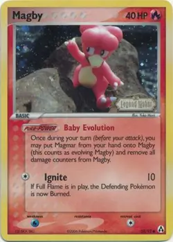 Moderately Played Magby - 58/92 - Common - Reverse Holo Pokemon Legend Maker - Image 1