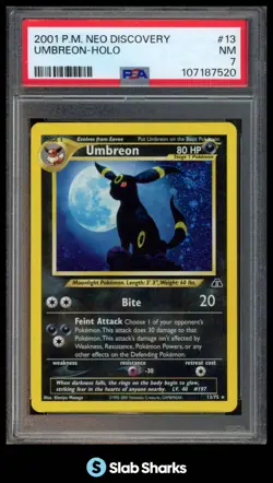 2001 POKEMON NEO DISCOVERY #13/75 UMBREON HOLO PSA 7 - Image 1
