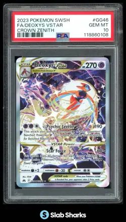 2023 POKEMON SWSH CROWN ZENITH #GG46/GG70 DEOXYS VSTAR GALARIAN GALLERY PSA 10 - Image 1