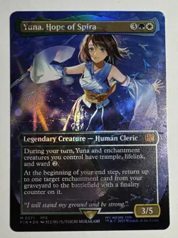Yuna, Hope of Spira (Borderless #571) (Chocobo Track Foil) - FINAL FANTASY MTG - Image 1