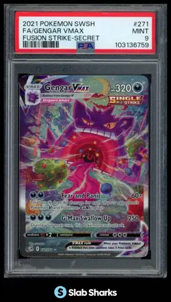 2021 POKEMON SWORD & SHIELD FUSION STRIKE #271/264 GENGAR VMAX SECRET RARE PSA 9 - Image 1